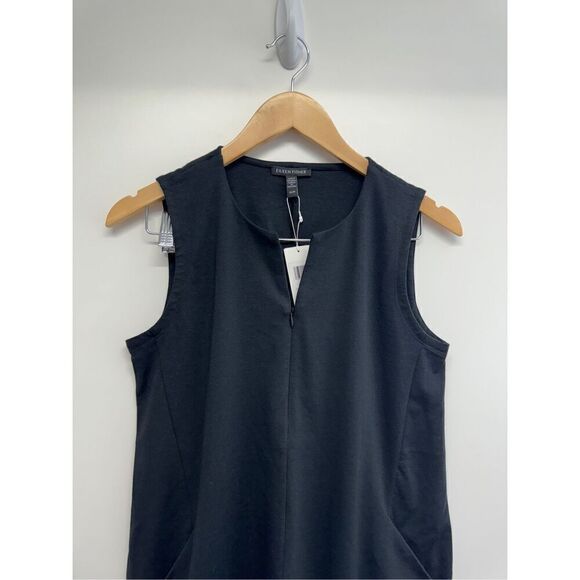 Eileen Fisher Dress Size Extra Small Black Knee Length Easy Fit Front Zip - Picture 8 of 10